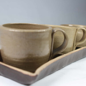 TRÍO DE TAZAS DE CAFÉ CON BANDEJA